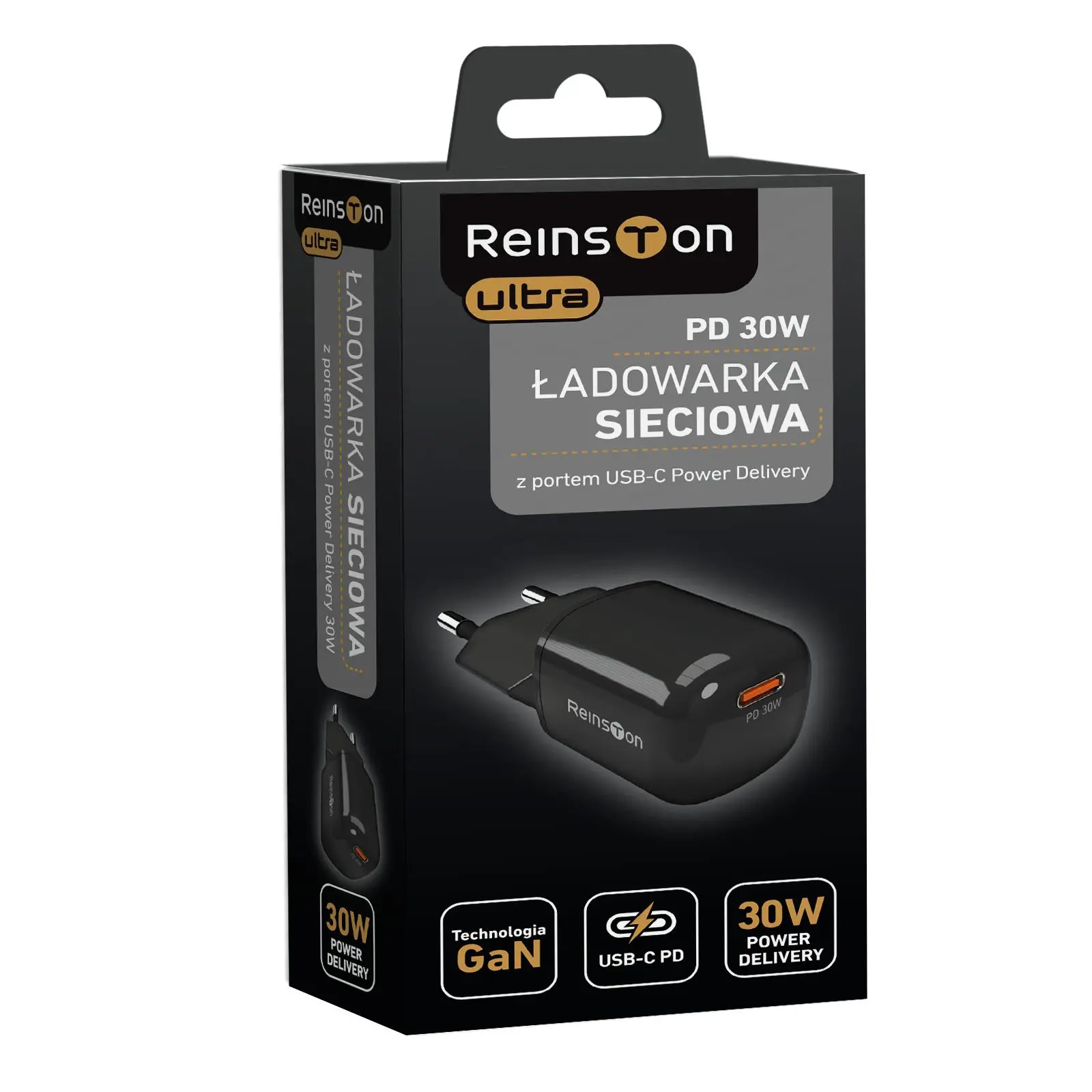 Ładowarka sieciowa Reinston ELSI016 GAN 30W USB-C Czarny