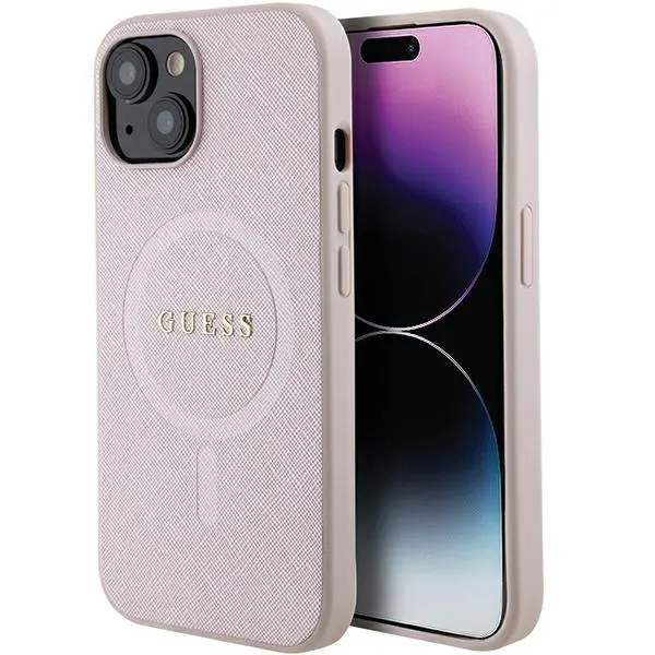 Etui Guess Saffiano MagSafe GUHMP15MPSAHMCP do iPhone 15 Plus Różowy