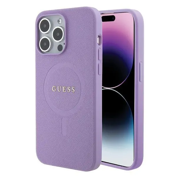 Etui Guess Saffiano MagSafe GUHMP15XPSAHMCU do iPhone 15 Pro Max Purpurowy