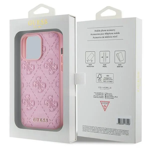 Etui Guess Leather 4G Stamped GUHCP15XP4EPMP do iPhone 15 Pro Max Różowy