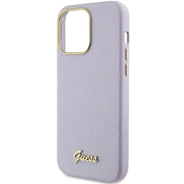 Etui Guess Glitter Glossy Script GUHCP15LPGMCSL do iPhone 15 Pro Fioletowy