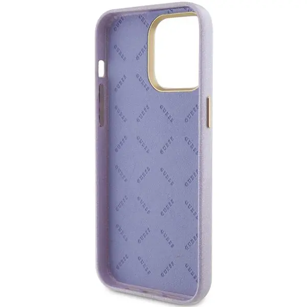 Etui Guess Glitter Glossy Script GUHCP15LPGMCSL do iPhone 15 Pro Fioletowy