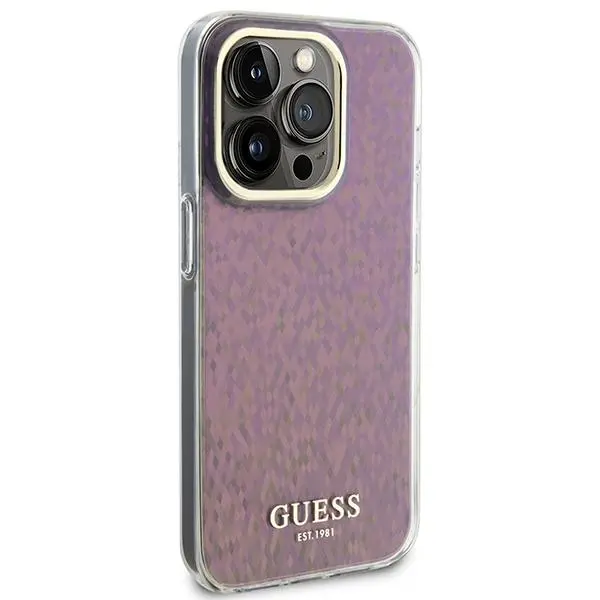 Etui Guess IML Faceted Mirror Disco Iridescent GUHCP15LHDECMP do iPhone 15 Pro Różowy