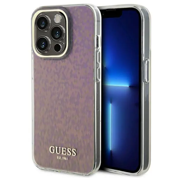 Etui Guess IML Faceted Mirror Disco Iridescent GUHCP15LHDECMP do iPhone 15 Pro Różowy