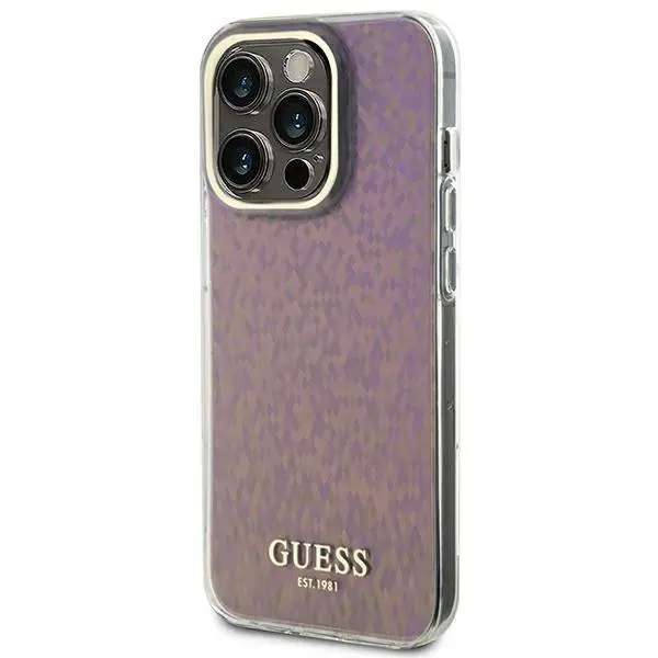 Etui Guess IML Faceted Mirror Disco Iridescent GUHCP15LHDECMP do iPhone 15 Pro Różowy