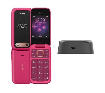 Telefon Nokia 2660 Flip 4G 2,8" 0.3Mpix Różowy + stacja ładująca