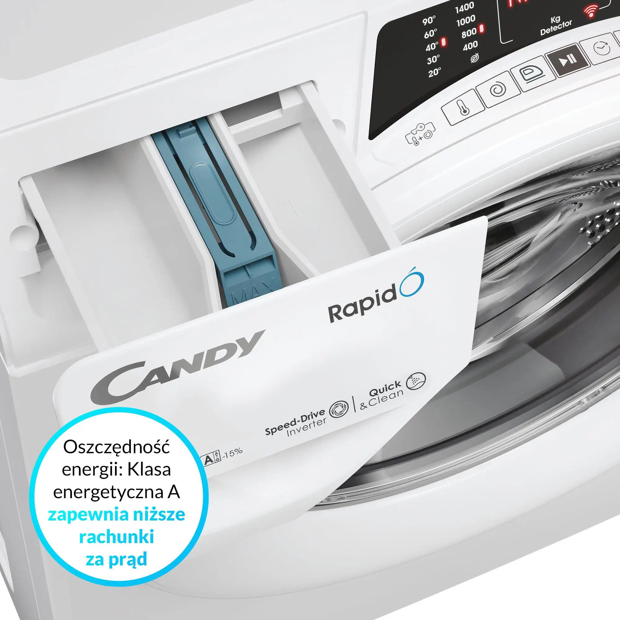 Pralka Candy RapidO RO 496DWM7/1-S Slim 9kg 1400 obr/min Zdalne sterowanie