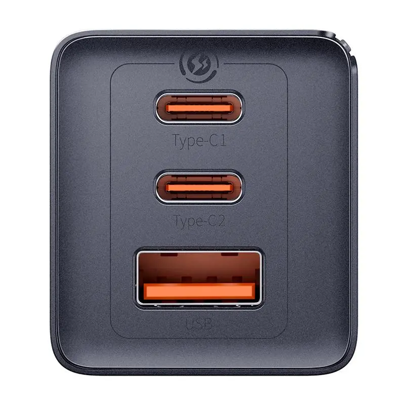 Ładowarka sieciowa Baseus GaN5 2x USB-C + USB 65W + kabel 1m Szary