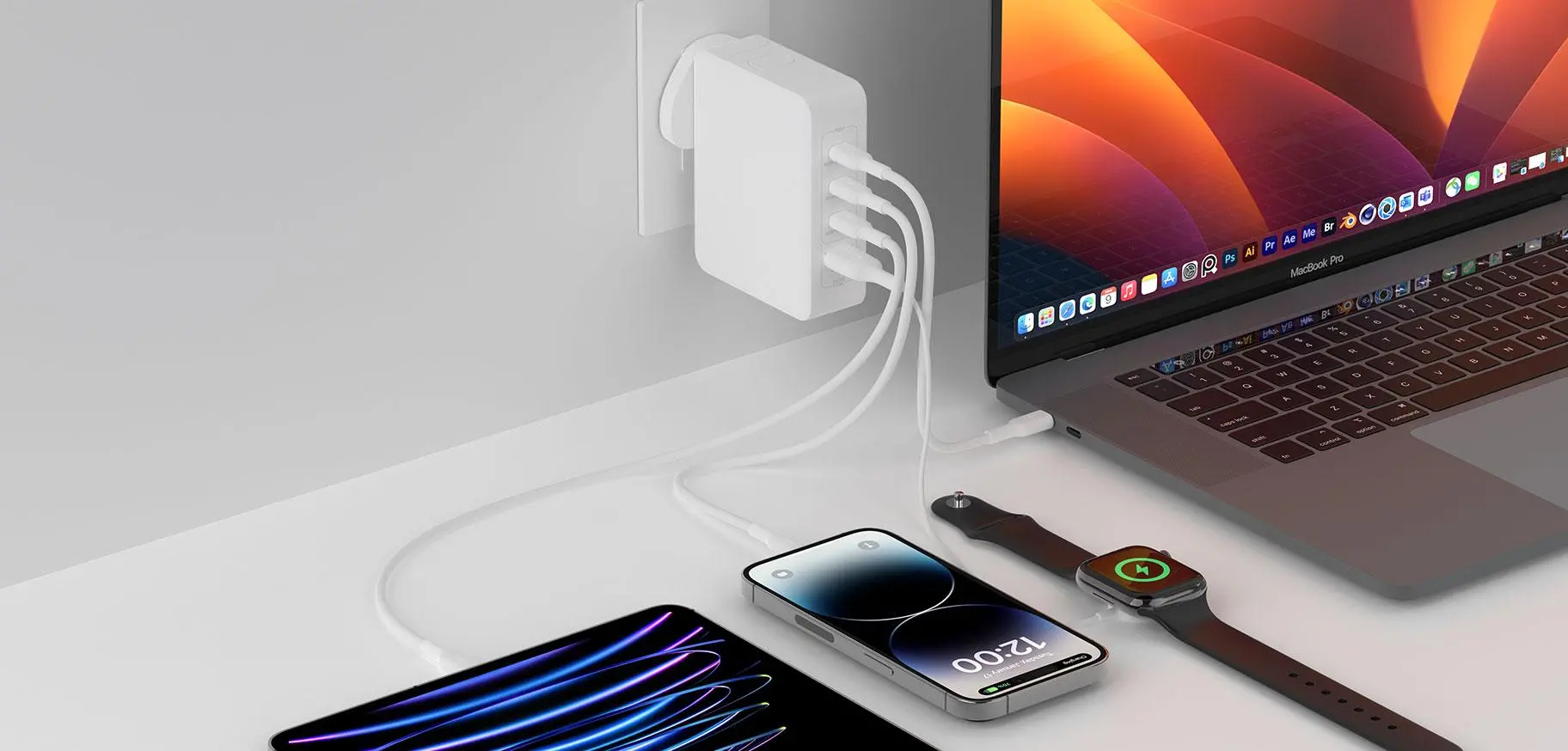 Ładowarka sieciowa Belkin WCH014BTWH, GaN, 140W, PD, 1x USB-A, 3x USB-C, Zestaw Wtyczek US, UK i EU