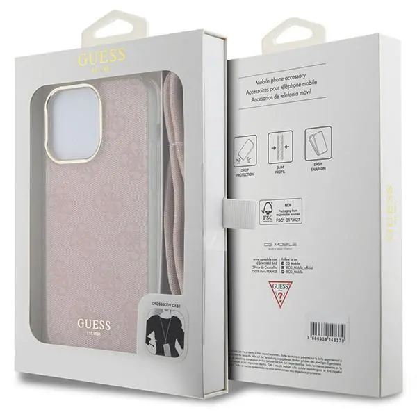 Etui Guess Crossbody Cord 4G Print GUHCP15XHC4SEP do iPhone 15 Pro Max Różowy