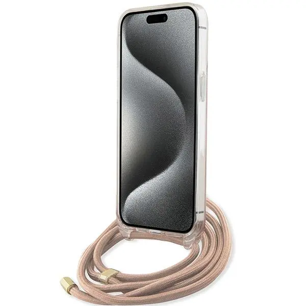 Etui Guess Crossbody Cord 4G Print GUHCP15XHC4SEP do iPhone 15 Pro Max Różowy