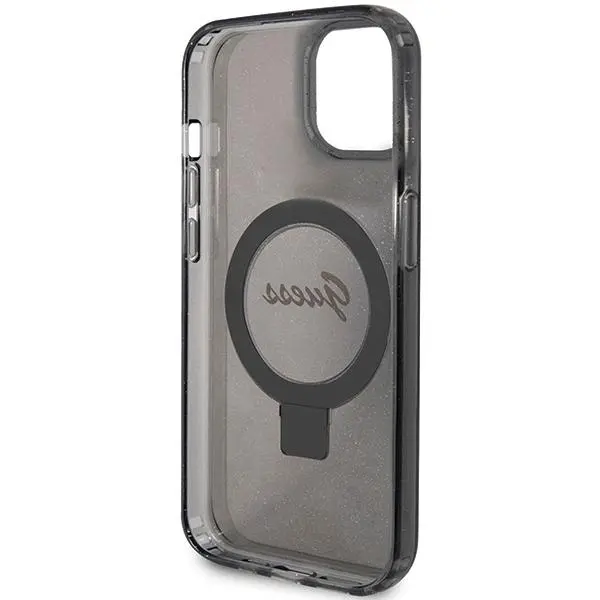 Etui Guess Ring Stand Script Glitter MagSafe GUHMP14SHRSGSK do iPhone 14/15/13 Czarny