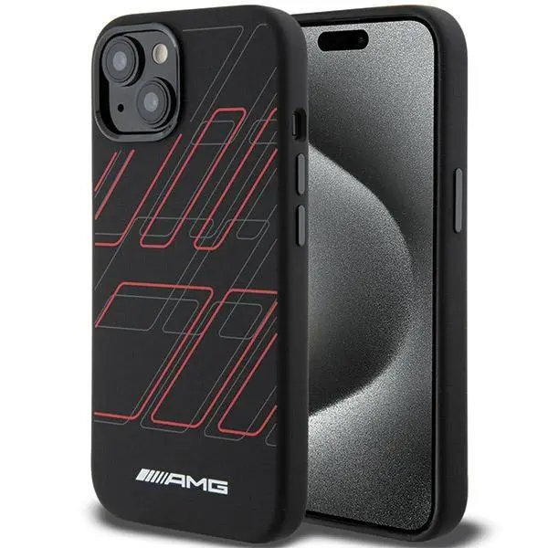 Etui Mercedes-Benz Silicone Large Rhombuses Pattern MagSafe AMHMP15S23SSPK do iPhone 15/14/13 Czarny