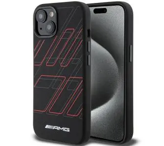 Etui Mercedes-Benz Silicone Large Rhombuses Pattern MagSafe AMHMP15S23SSPK do iPhone 15/14/13 Czarny