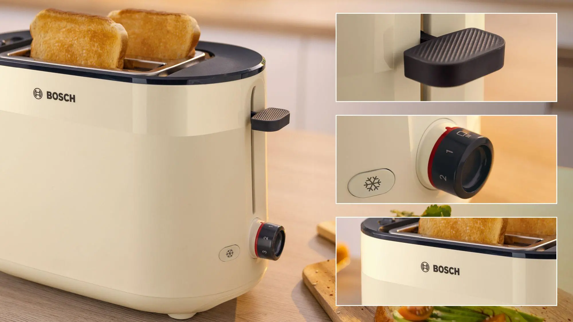 Toster Bosch TAT2M127 Ruszt do bułek Rozmrażanie 950W