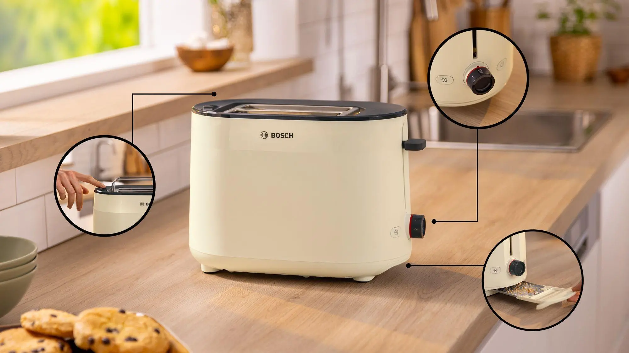 Toster Bosch TAT2M127 Ruszt do bułek Rozmrażanie 950W