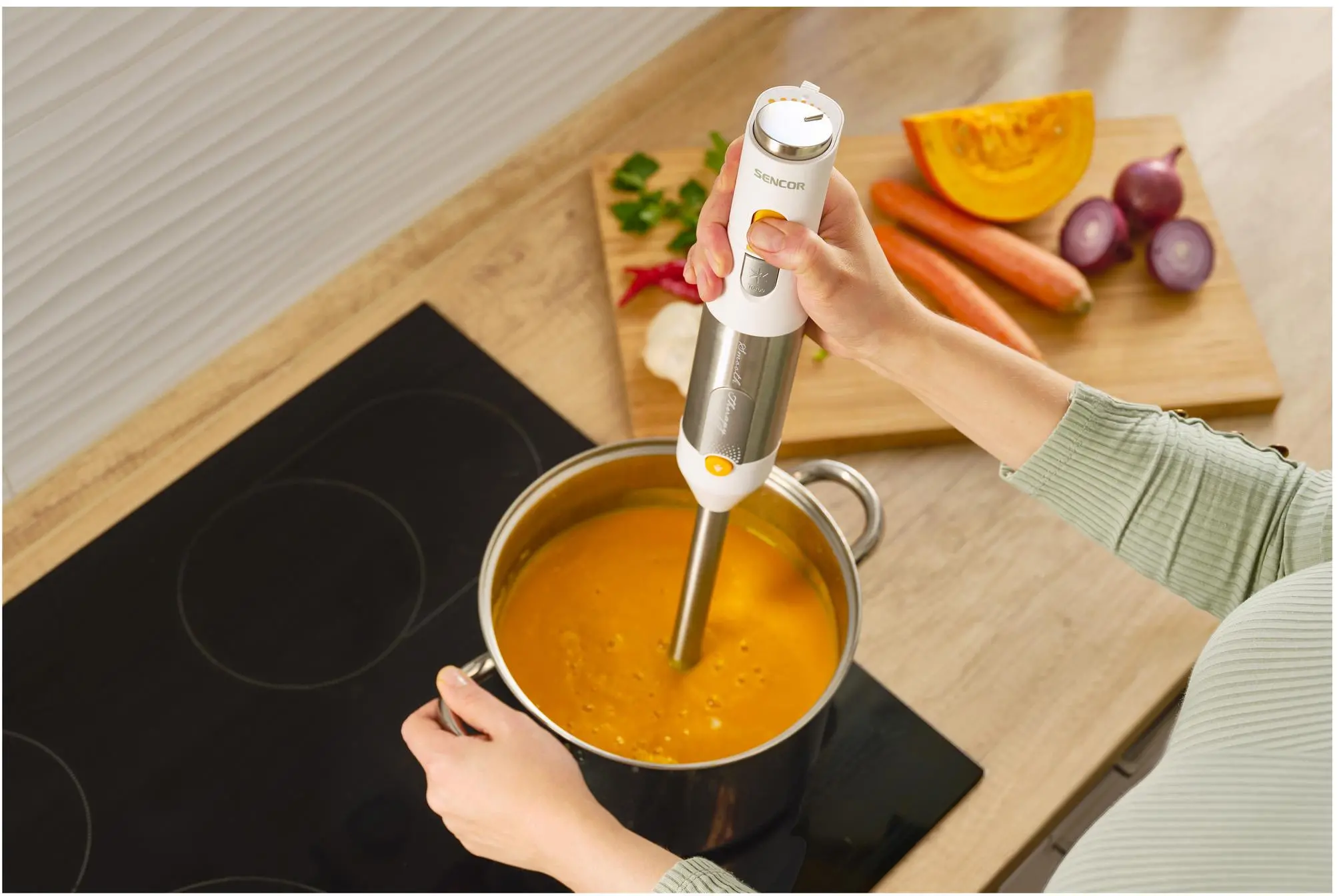 Blender Sencor SHB 6301WH 1200W Rozdrabniacz Końcówka do ubijania Spieniacz do mleka