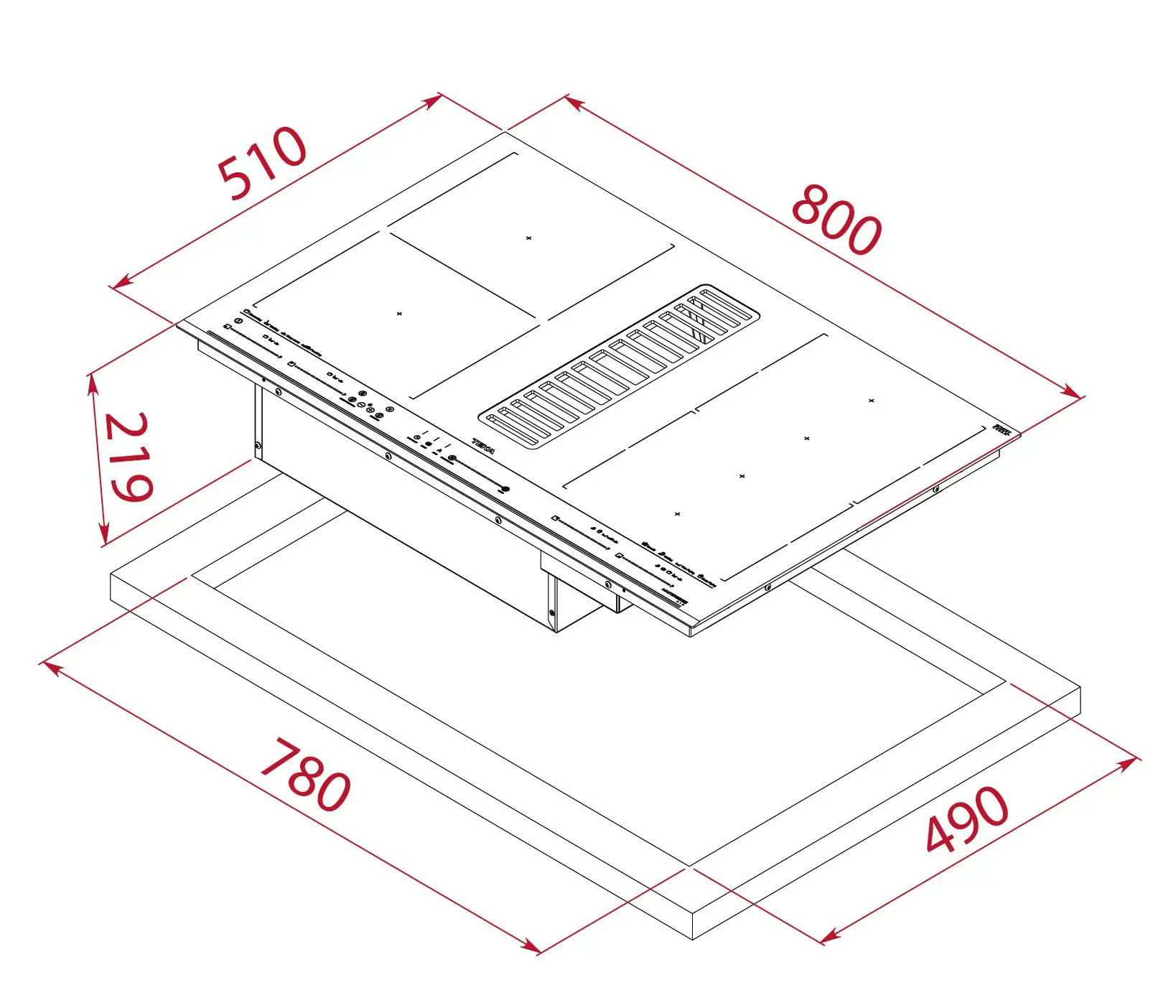 Płyta indukcyjna z okapem Teka MasterSense Air AFF 87601 MST 80cm