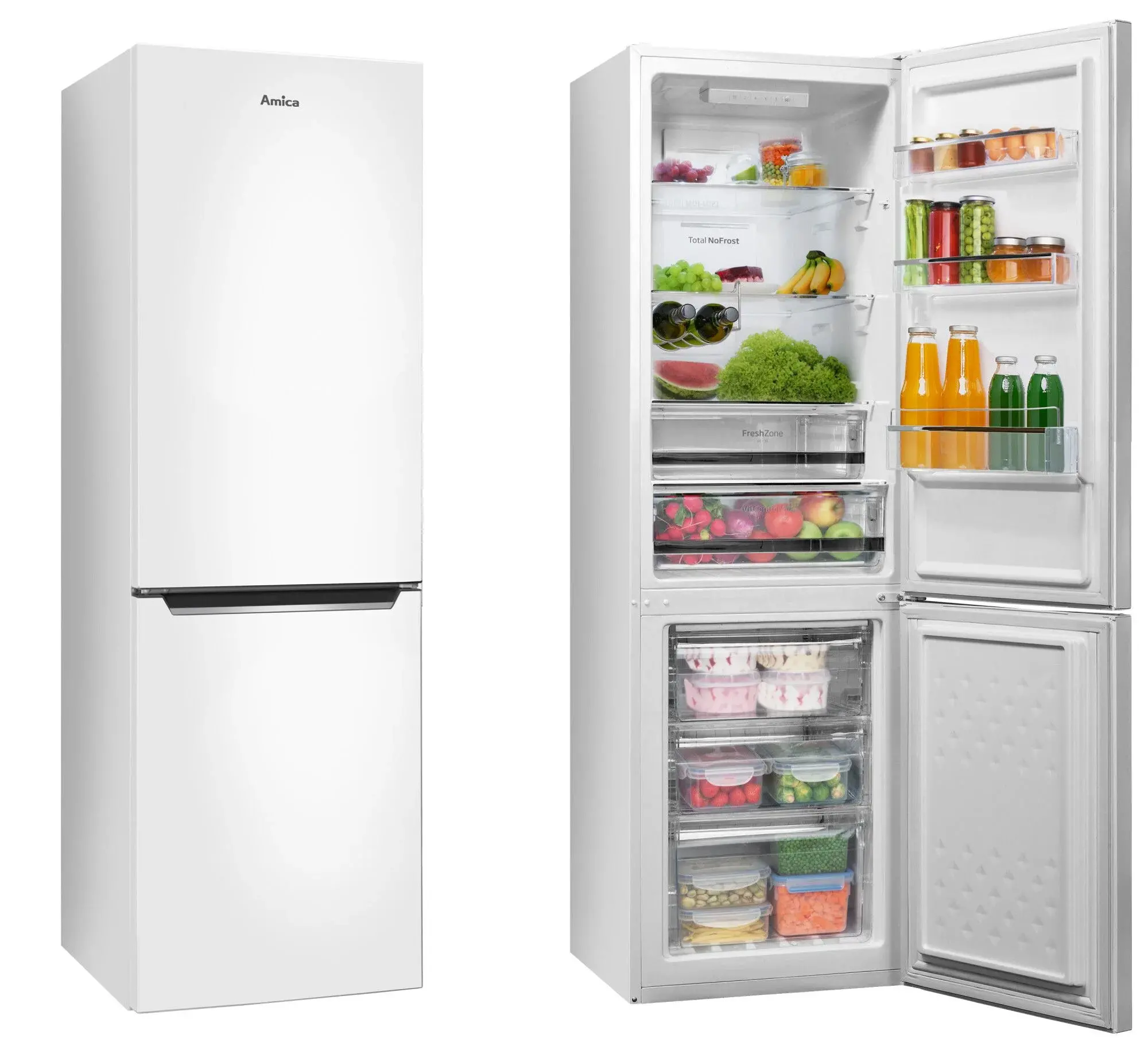 Lodówka Amica FK2695.4FT(E) Pełny No Frost 170cm Komora świeżości Biały