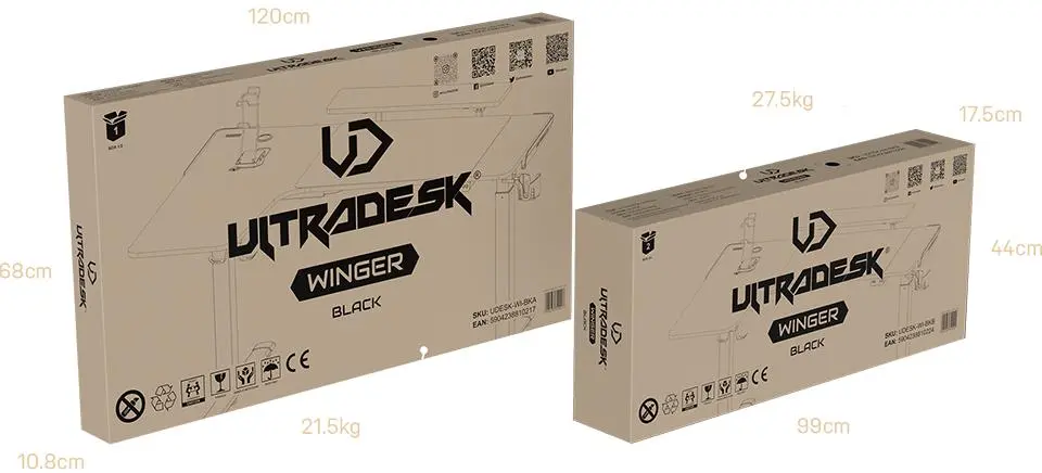 Biurko Ultradesk WINGER 155cm Regulacja wysokości Czarny