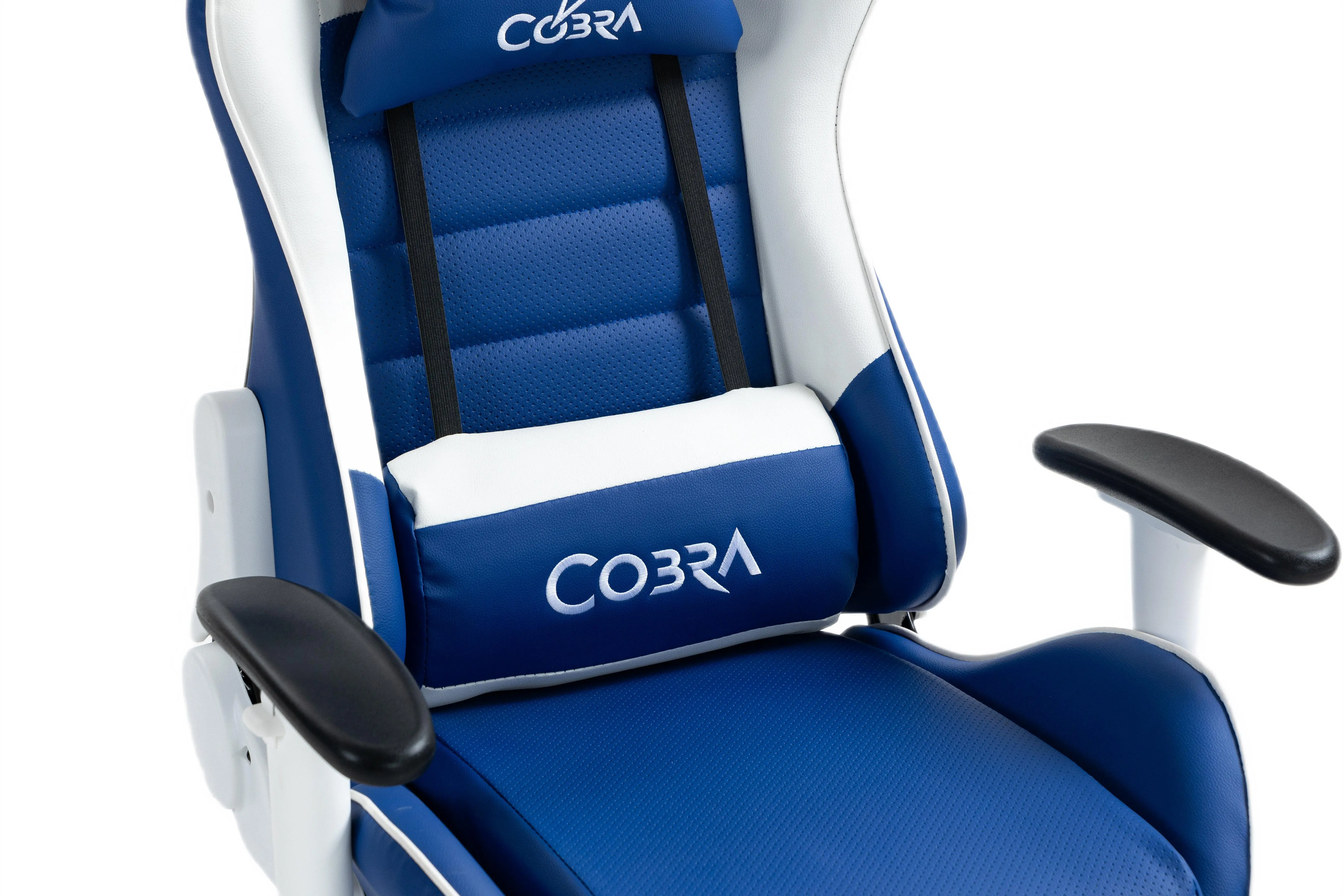 Fotel Cobra Rebel CR204 Gamingowy do 130kg Skóra ECO Niebiesko-biały
