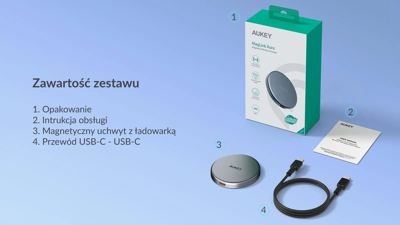 Ładowarka indukcyjna Aukey Magnetic Qi 2.0 15W