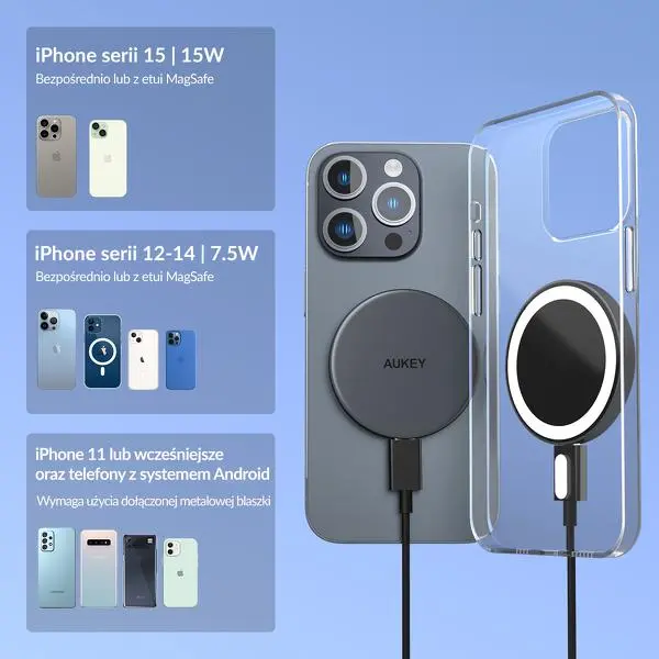 Ładowarka indukcyjna Aukey Magnetic Qi 2.0 15W