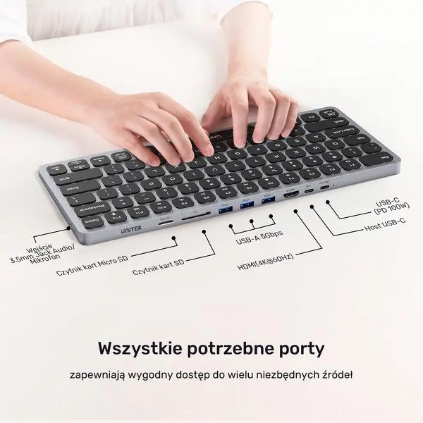 Klawiatura membranowa Unitek D1092A 9w1 Szary