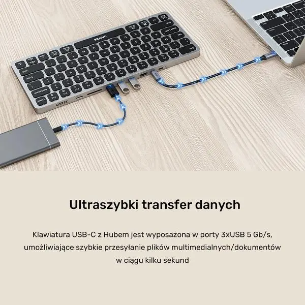 Klawiatura membranowa Unitek D1092A 9w1 Szary