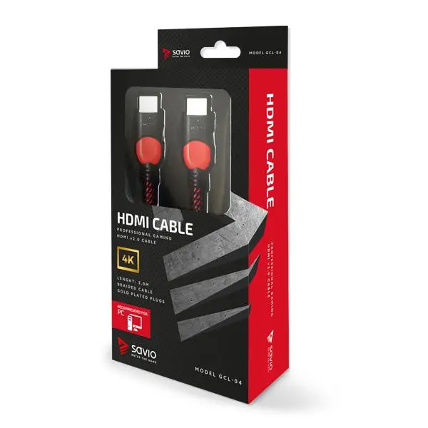 Kabel HDMI Savio GCL-04 3m Czerwony