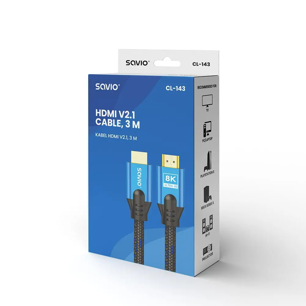 Kabel HDMI Savio CL-143 3m Niebieski