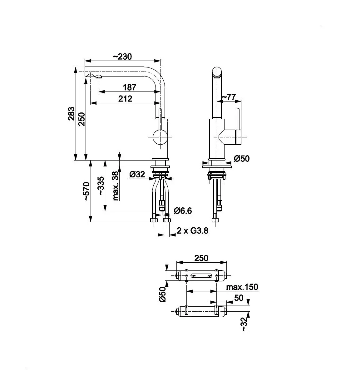 Bateria KFA Armatura Arura Duero Pure Basic 6623-912-81 Czarny Stal szlachetna