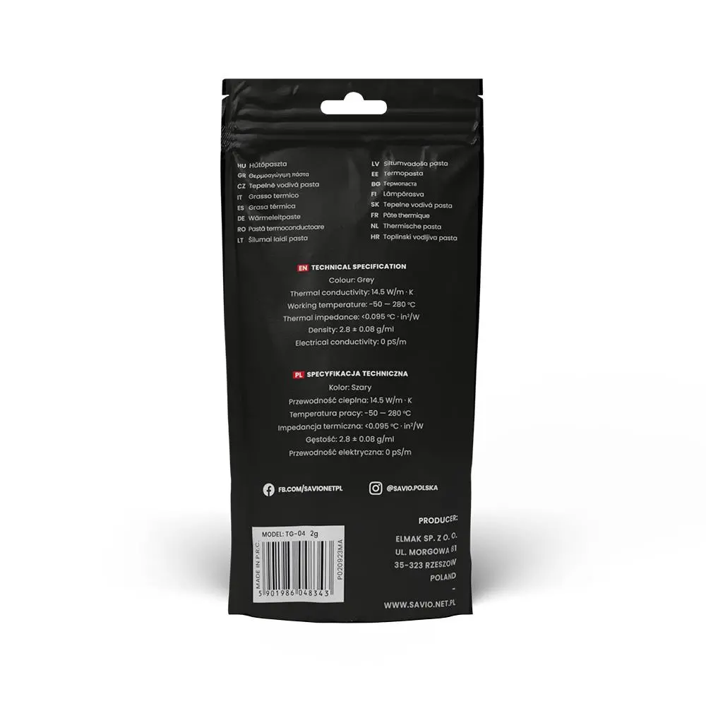 Pasta termoprzewodząca Savio Glacier TG-04 2g