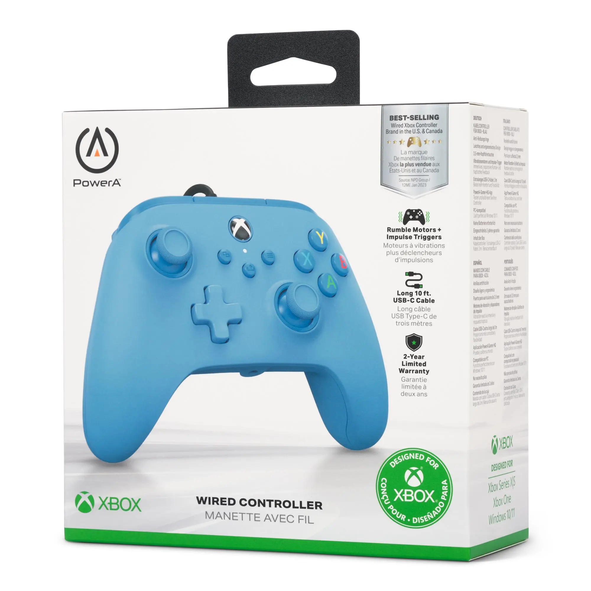 Pad PowerA przewodowy do Xbox Series X/S, Xbox One, PC Niebieski