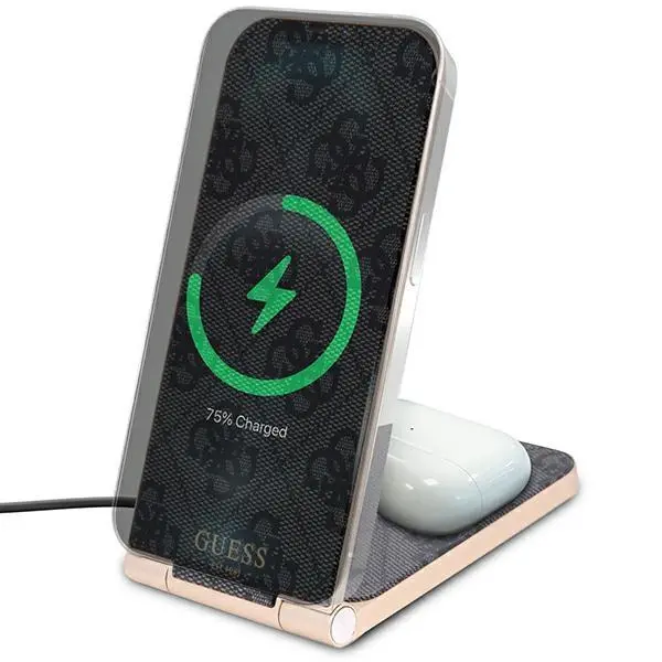 Ładowarka indukcyjna Guess 2w1 15W 4G Pattern MagSafe Czarny