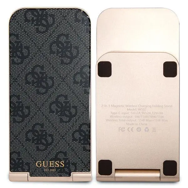 Ładowarka indukcyjna Guess 2w1 15W 4G Pattern MagSafe Czarny