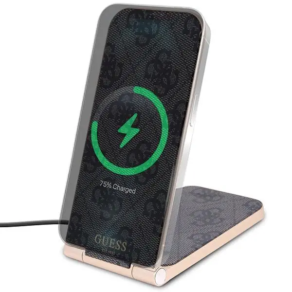 Ładowarka indukcyjna Guess 2w1 15W 4G Pattern MagSafe Czarny