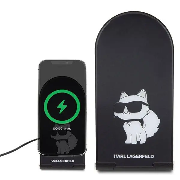 Ładowarka indukcyjna Karl Lagerfeld 2w1 15W Choupette MagSafe Czarny