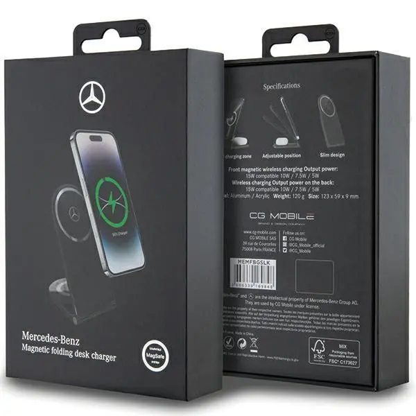 Ładowarka indukcyjna Mercedes-Benz 2w1 15W Silver Star MagSafe Czarny