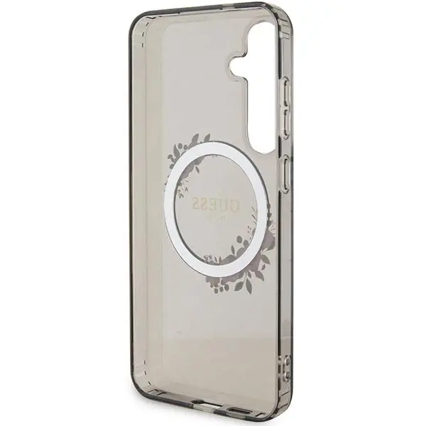 Etui Guess IML Flowers Wreath MagSafe do Samsung Galaxy S24+ Czarny