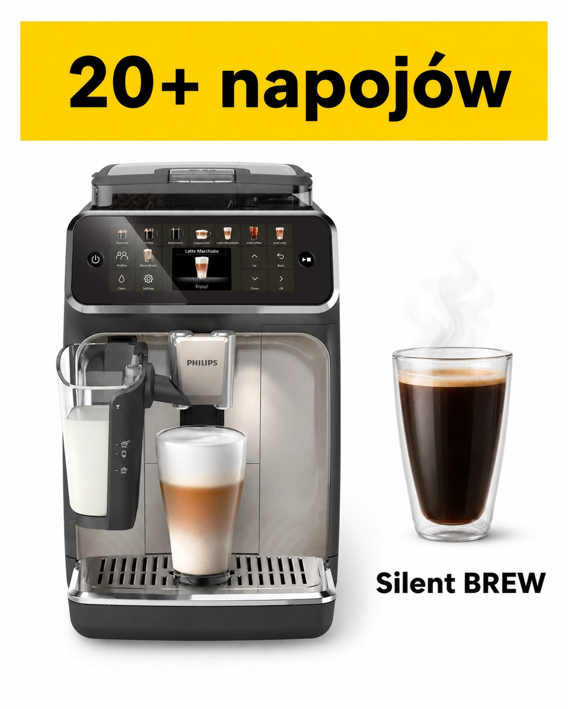 Ekspres Philips LatteGo EP5547/90 Kawa mrożona Szerokość 24,6cm