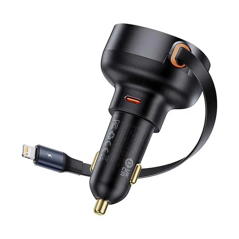 Ładowarka samochodowa Baseus Enjoyment Pro z kablem lightning USB-C 55W Czarny