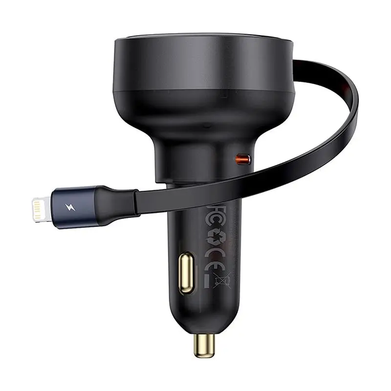 Ładowarka samochodowa Baseus Enjoyment Pro z kablem lightning USB-C 55W Czarny