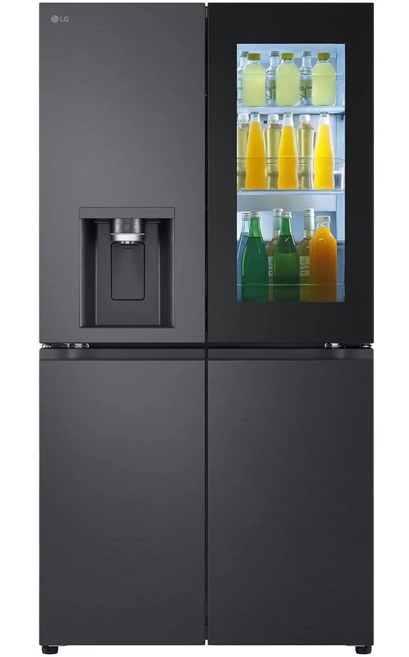 Lodówka LG InstaView GMG960EVJE Funkcje AI Pełny No Frost 179,2cm Zdalne sterowanie Ciemny grafit stal