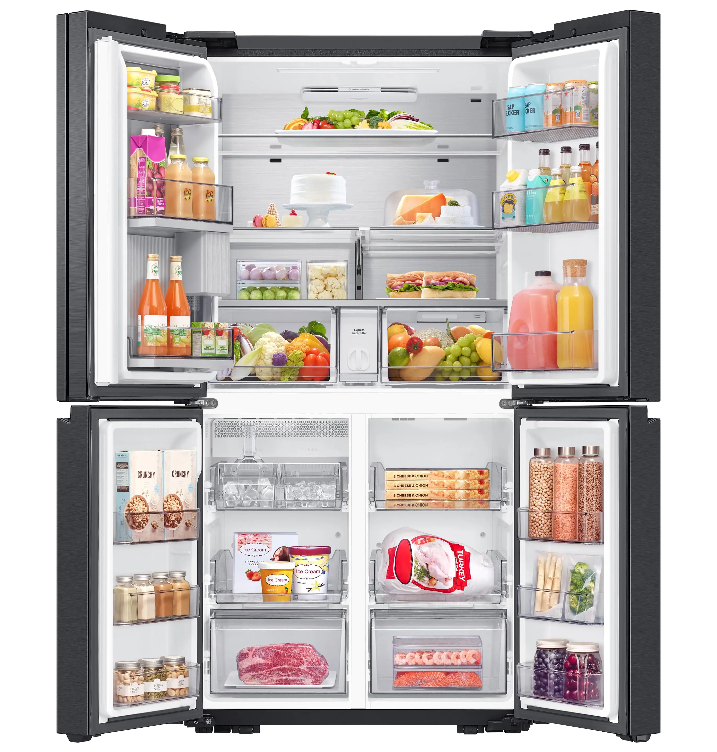 Lodówka Samsung SBS RF65DG960EB1 Pełny No Frost 183cm Dystrybutor wody Kostkarka automatyczna Zdalne sterowanie Grafitowy