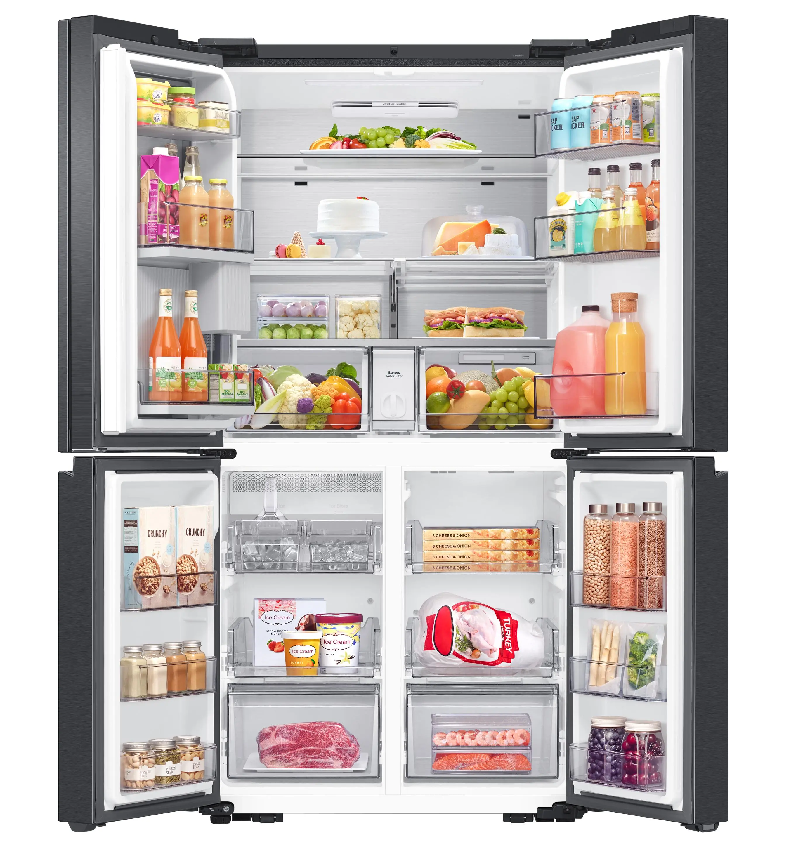 Lodówka Samsung Family Hub RF65DG9H0EB1 Pełny No Frost 183cm Dystrybutor wody Kostkarka automatyczna Zdalne sterowanie Grafitowy