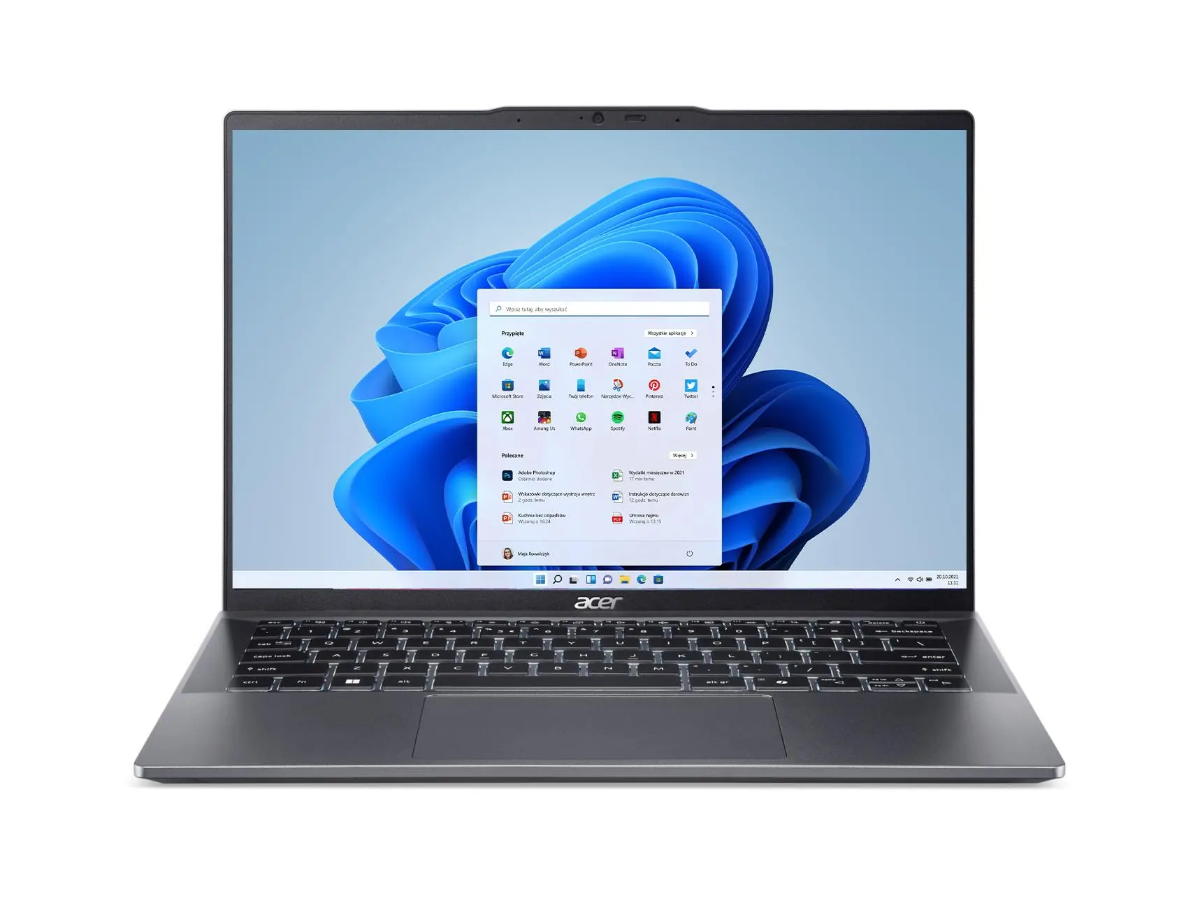 Laptop Acer Swift Go 14 SFG14-63-R19Q OLED 14" R5 8645HS 16GB RAM 512GB Dysk SSD Win11 Szary Funkcje AI