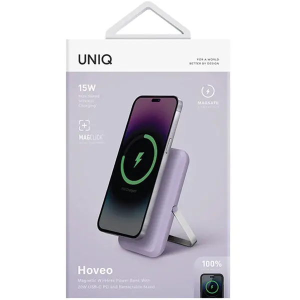 Powerbank UNIQ Hoveo 5000mAh Magnetic 20W Liliowy