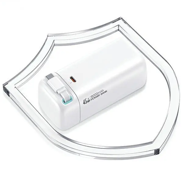 Powerbank USAMS Fast Charge XMF Series ze zwijanym kablem USB-C 18000mAh PD45W Biały