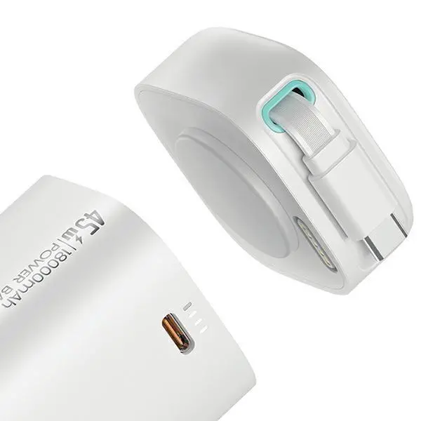 Powerbank USAMS Fast Charge XMF Series ze zwijanym kablem USB-C 18000mAh PD45W Biały